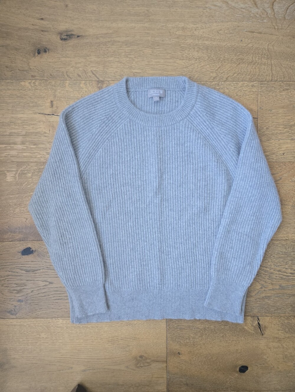 J. Crew Men’s Light Gray Ribbed Crewneck Sweater